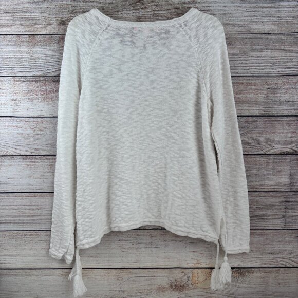 Lilly Pulitzer Jody Sweater Lightweight Textured Tassels White Large - Picture 6 of 11